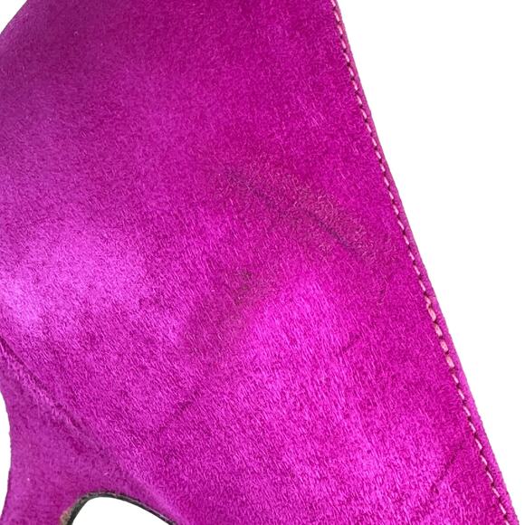 Vintage Y2K Isaac Mizrahi Suede Heels Pointed Toe Ribbon Trim Purple Black 9.5 - Picture 11 of 12